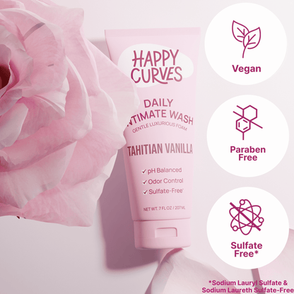 Happy Curves Feminine Intimate Wash – Tahitian Vanilla, 7 fl oz, pH-Balanced Daily Cleanser