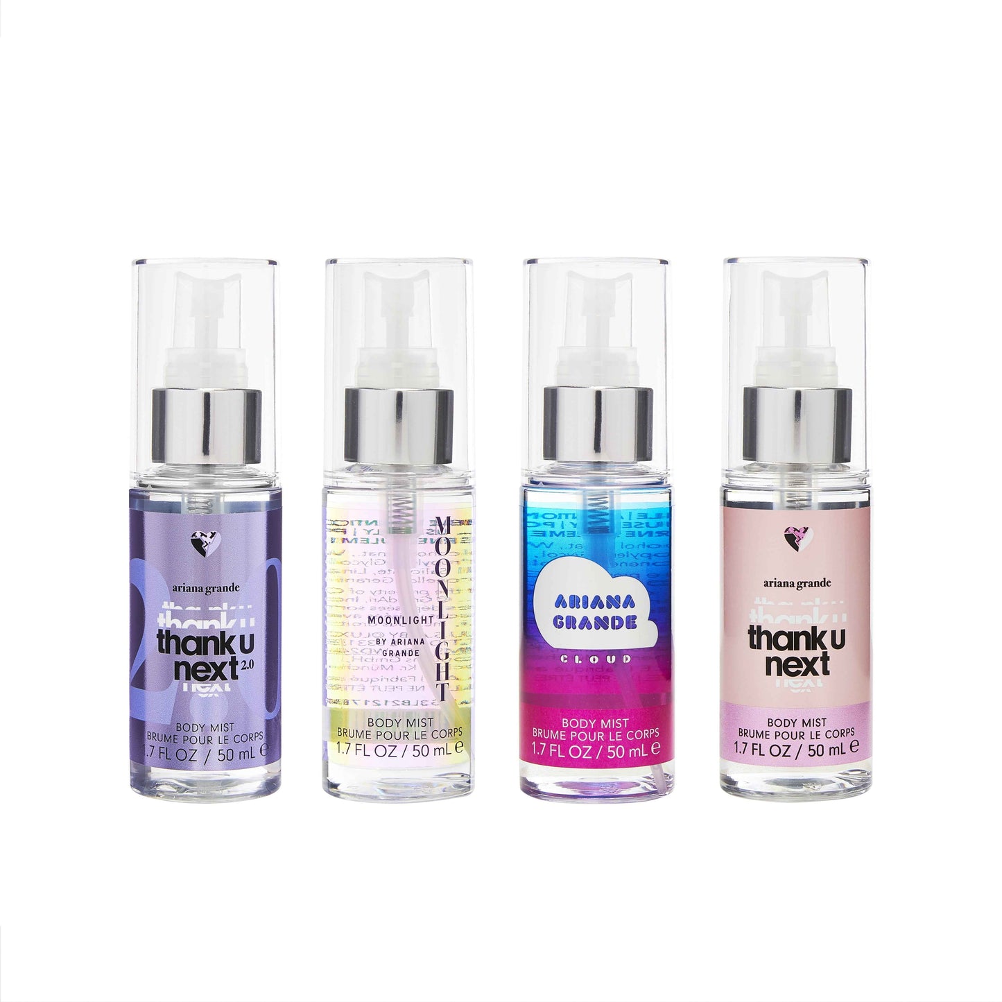 Ariana Grande 4PC Body Spray Coffret – 1.7 OZ (Thank U Next 2.0, Moonlight, Cloud, Thank U, Next)