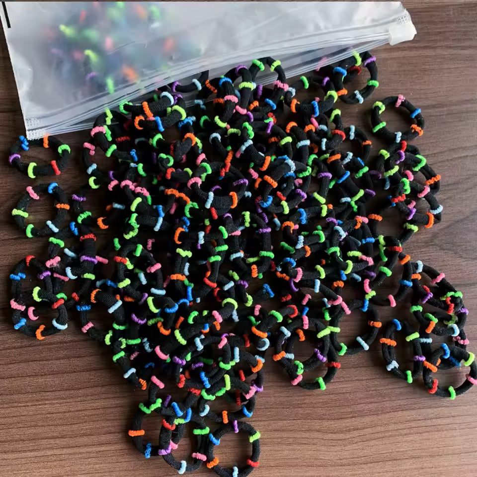 100Pcs Hair Bands for Children – Colorful Nylon Scrunchie Hair Ties, Elastic Hair Leagues for Girls
