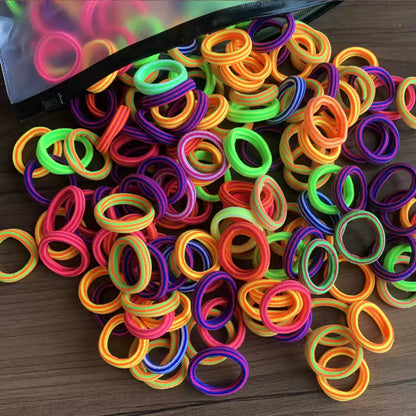 100Pcs Hair Bands for Children – Colorful Nylon Scrunchie Hair Ties, Elastic Hair Leagues for Girls