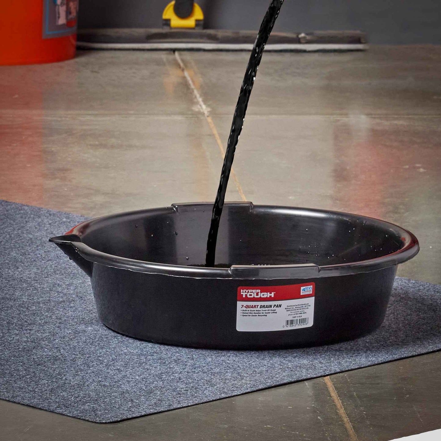 Hyper Tough 7-Quart Automotive Drain Pan | Built-In Scale & Spout | Oil & Fluid Collector