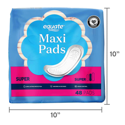 Equate Maxi Pads - Super Protection, Unscented (48 Count)