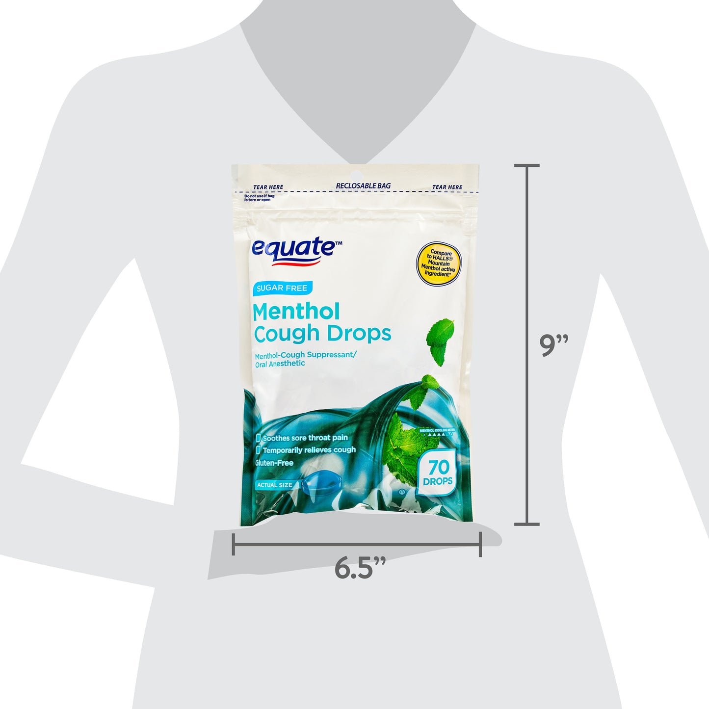 Equate Sugar Free Menthol Cough Drops – 70 Count, Sore Throat & Cough Relief Lozenges, Menthol Flavor