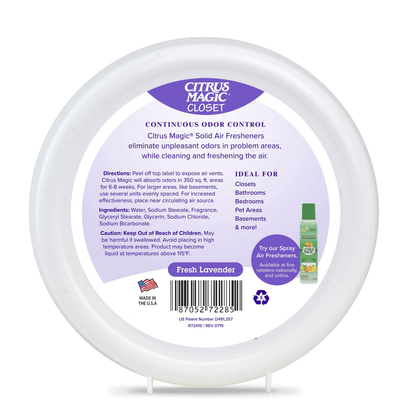 Citrus Magic For Closets Odor Absorbing Solid Air Freshener, Fresh Lavender, 8-Ounce — Case of 6