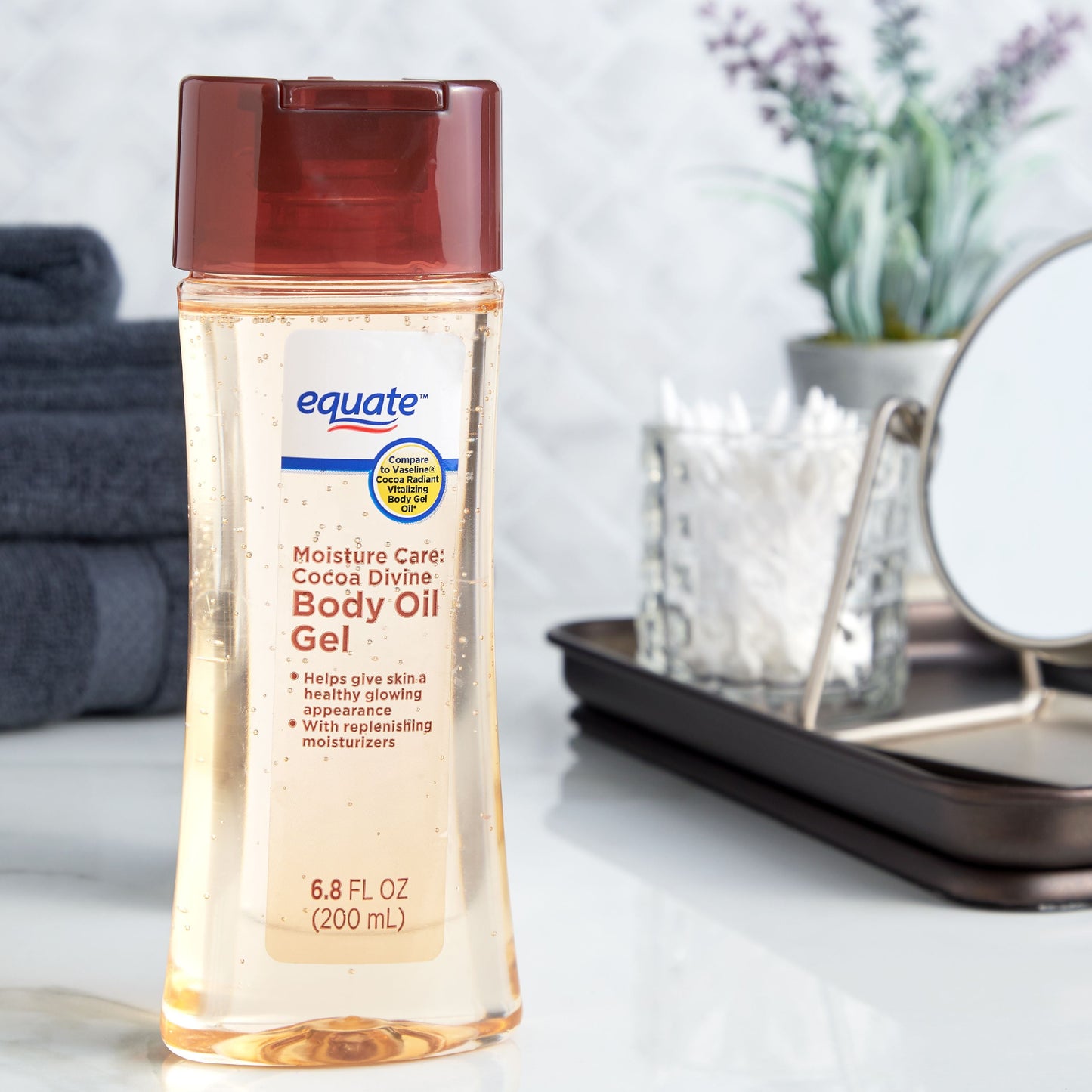Equate Moisture Care Cocoa Divine Body Oil Gel – Lightweight, Hydrating & Cocoa Butter Infused - 6.8 fl oz