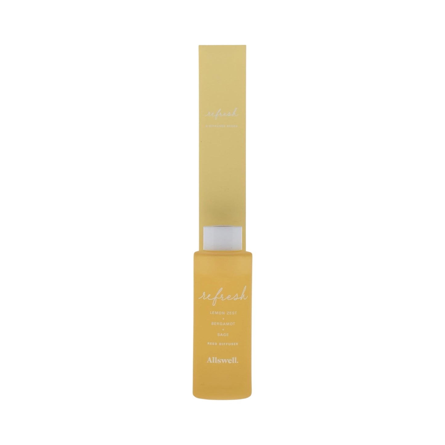 Allswell Refresh Scented Reed Diffuser – Lemon Zest, Bergamot & Sage – 3 Fl Oz (90mL) with 8 Synthetic Reeds