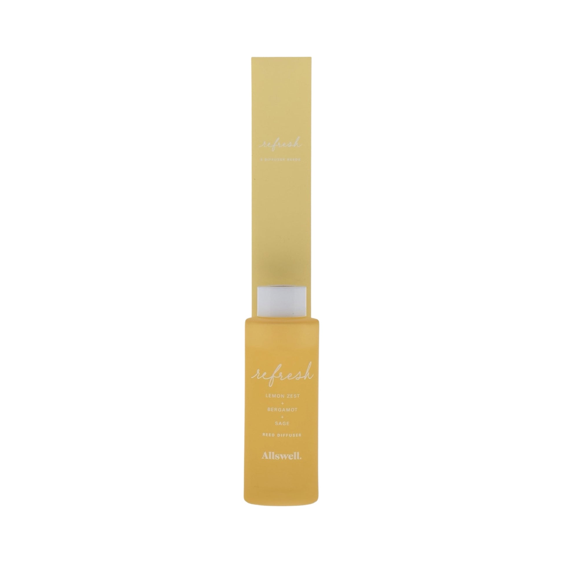 Allswell Refresh Scented Reed Diffuser – Lemon Zest, Bergamot & Sage – 3 Fl Oz (90mL) with 8 Synthetic Reeds