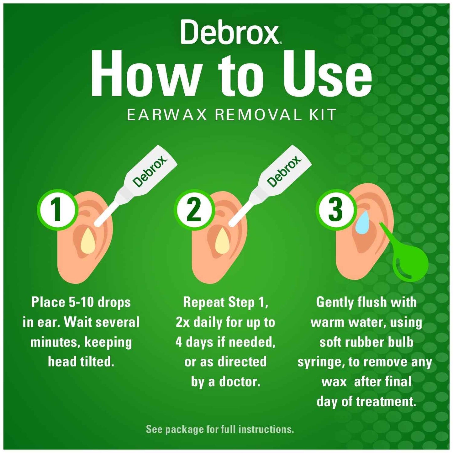 Debrox Ear Wax Removal Kit – Ear Cleaning Rubber Bulb Syringe & 0.5 fl oz Ear Wax Removal Drops
