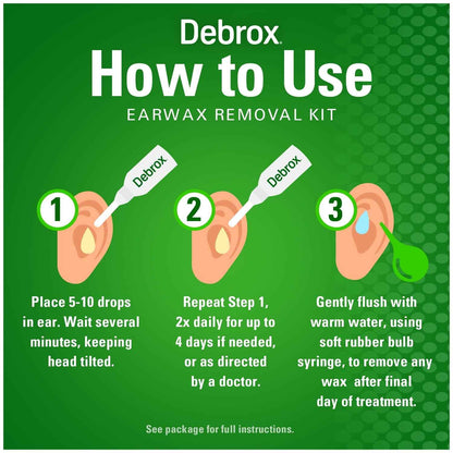Debrox Ear Wax Removal Kit – Ear Cleaning Rubber Bulb Syringe & 0.5 fl oz Ear Wax Removal Drops