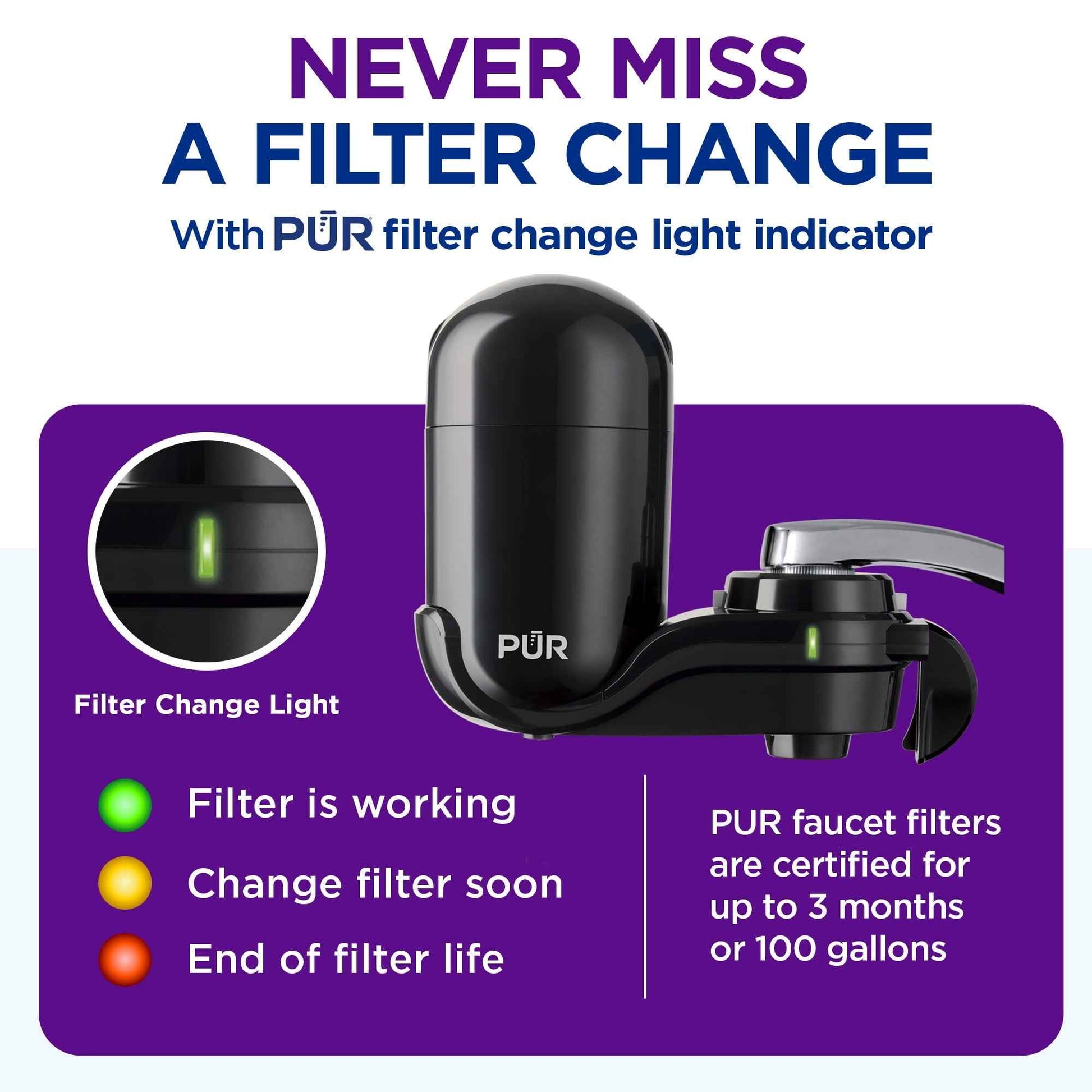 PUR FM2000B Faucet Mount Water Filtration System – Black