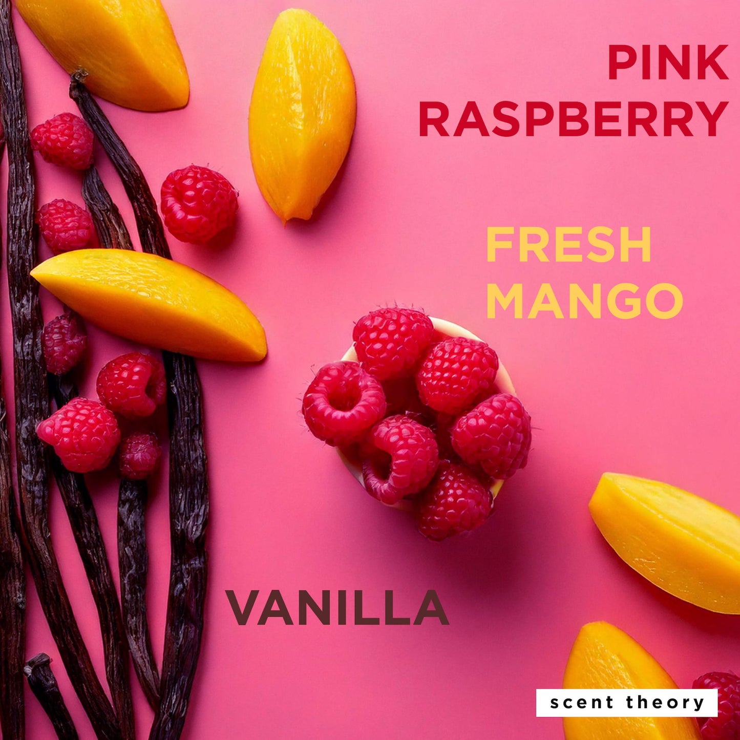 Scent Theory Raspberry Mango Hand Sanitizer Spray - 1 fl oz Travel Size with Tropical Scent & Moisturizers for Daily Hygiene