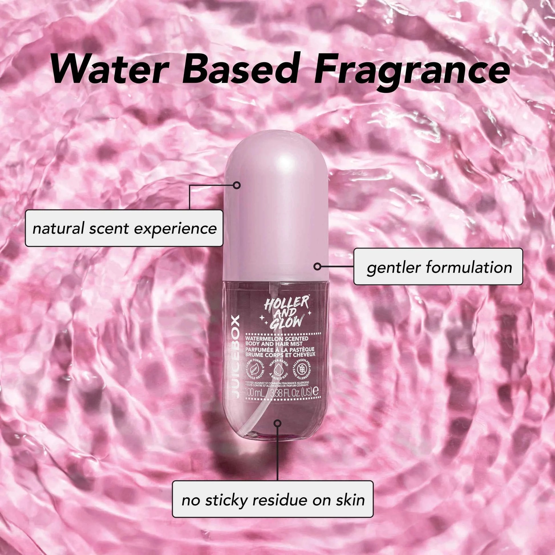 Holler and Glow Juice Box Body & Hair Mist – Fruity Scented, Water-Based | 3.38 fl oz