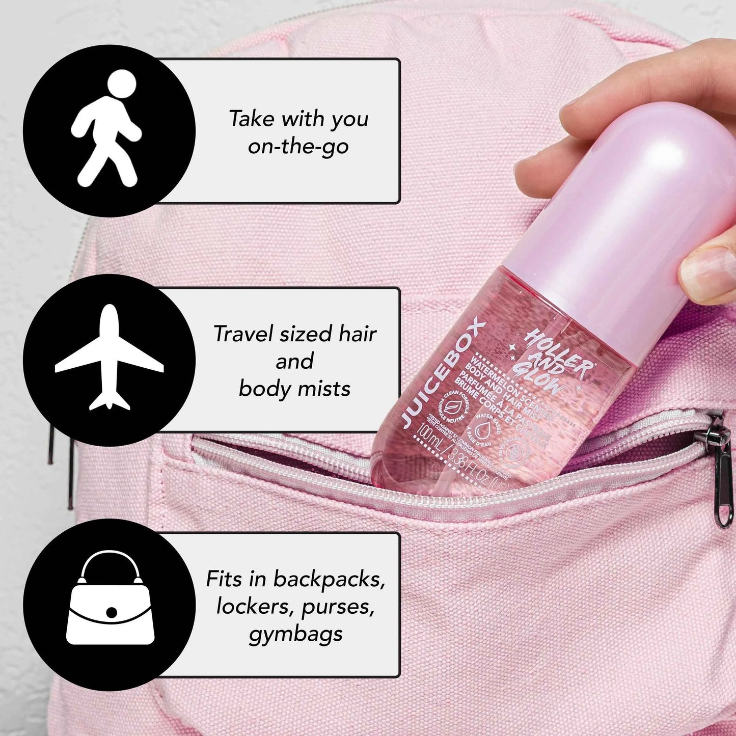 Holler and Glow Juice Box Body & Hair Mist – Fruity Scented, Water-Based | 3.38 fl oz