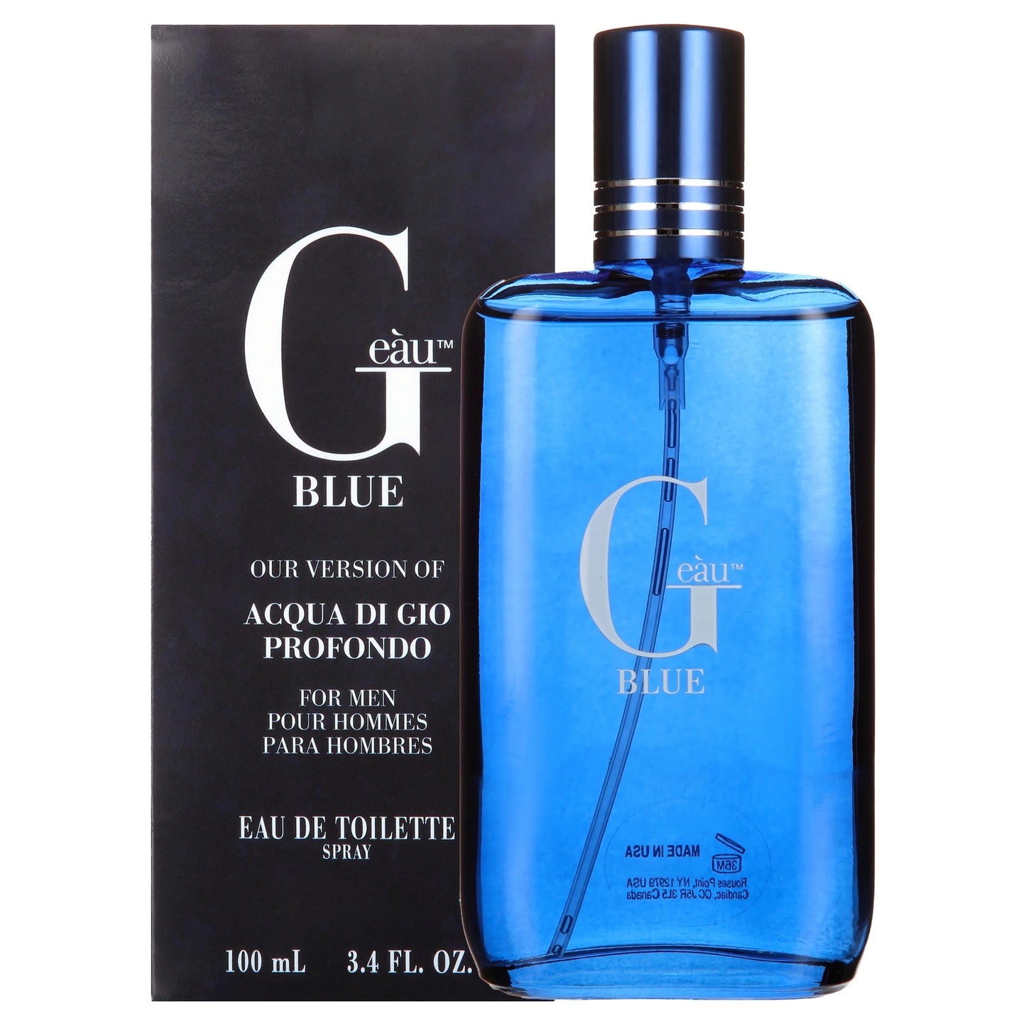 Parfums Geàu Blue Cologne for Men – Coastal Citrus-Woody Scent, 3.4 fl oz