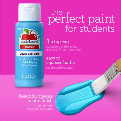 Apple Barrel 13430 Acrylic Paint Kit – 34 Piece Set with 23 Paints, 10 Brushes, Mod Podge & Video Lessons – Non-Toxic Art Supplies for Kids & Beginners