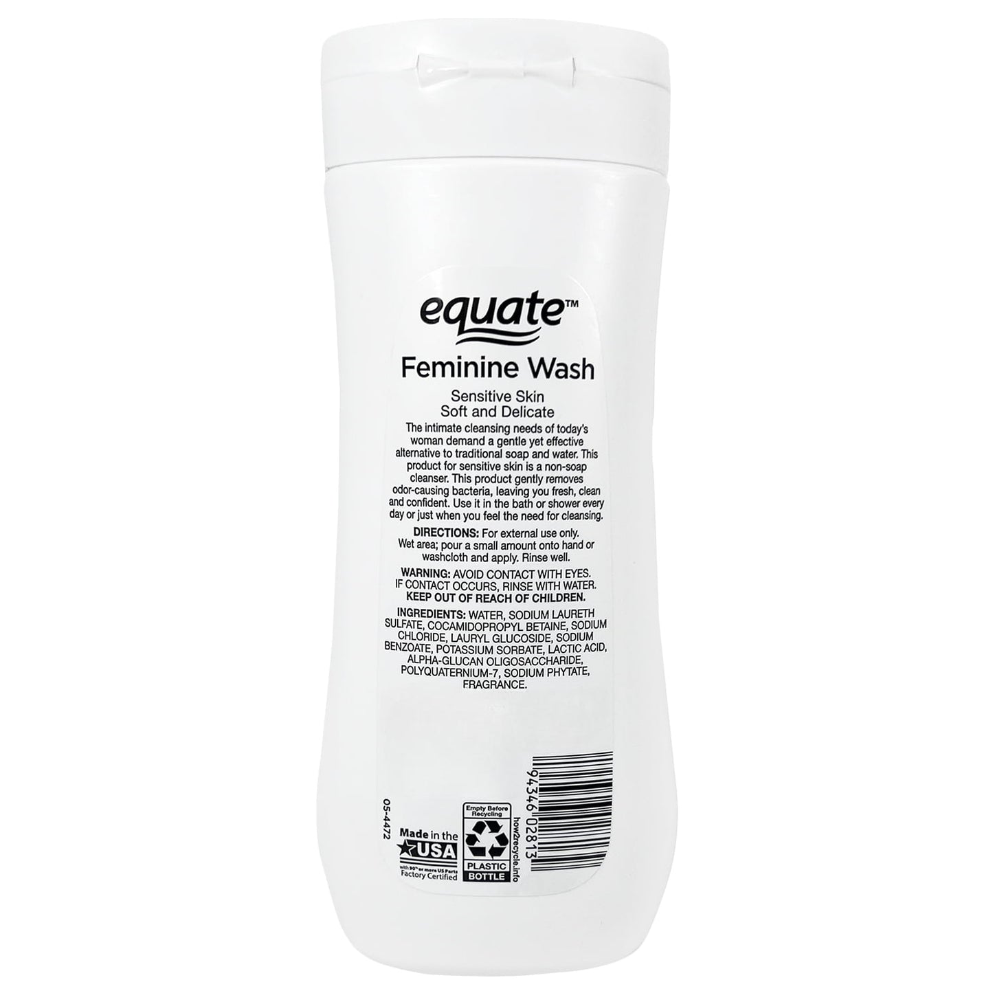 Equate Feminine Wash for Sensitive Skin – Soft & Delicate Formula, 15 fl oz, pH-Balanced