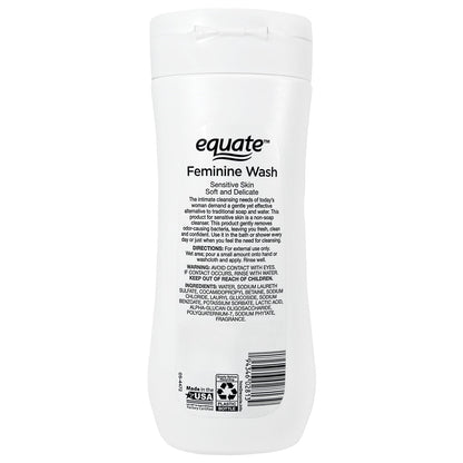 Equate Feminine Wash for Sensitive Skin – Soft & Delicate Formula, 15 fl oz, pH-Balanced