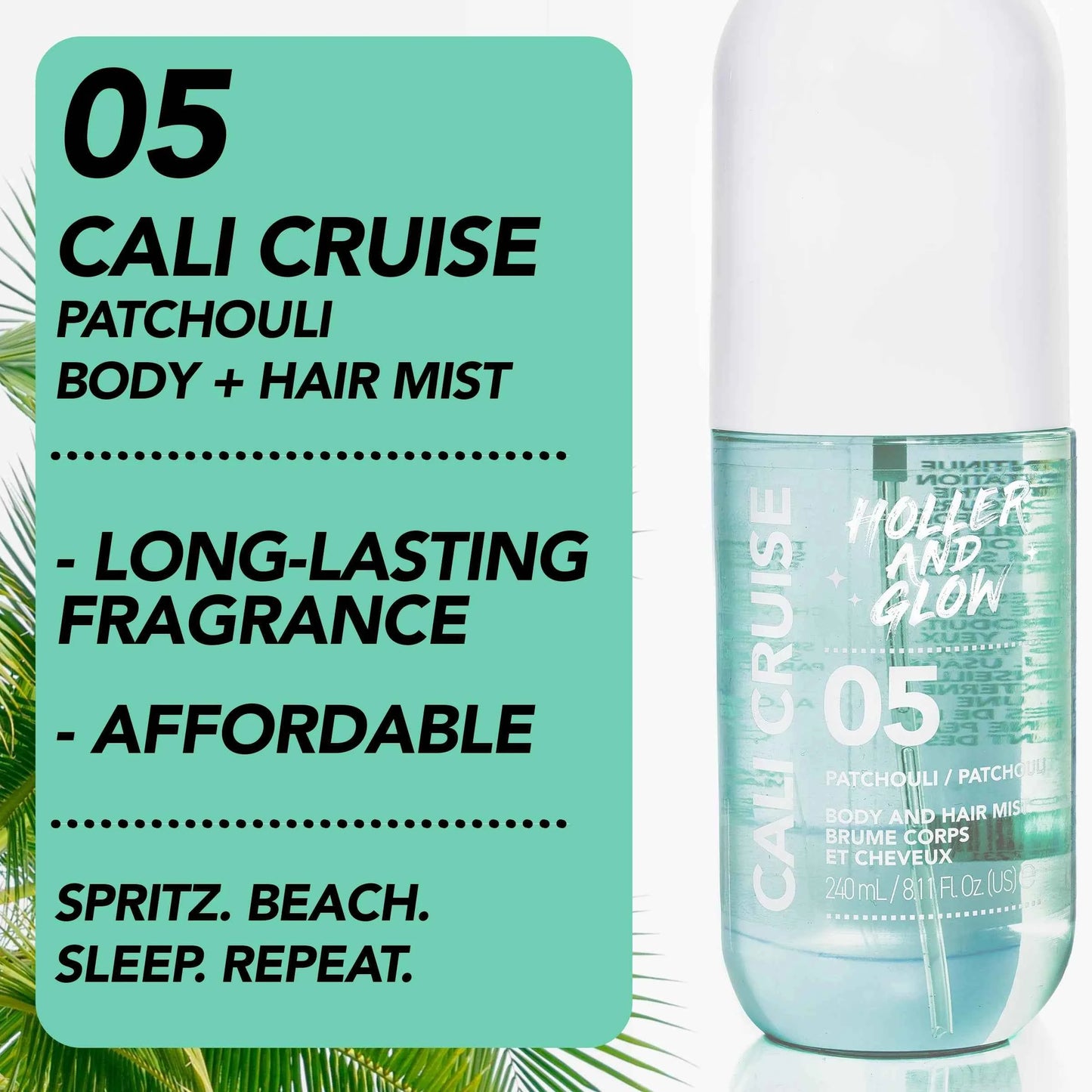 Holler and Glow Cali Cruise Patchouli Body & Hair Mist – 3.38 fl oz
