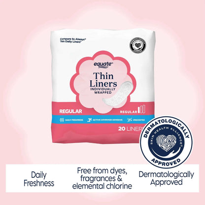 Equate Thin Liners – Regular Size, Individually Wrapped, 20 Count