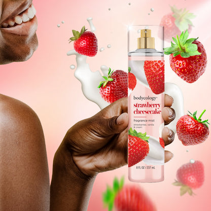Bodycology Fragrance Body Mist Strawberry Cheesecake 8 fl oz with Strawberries Vanilla & Cream Scent