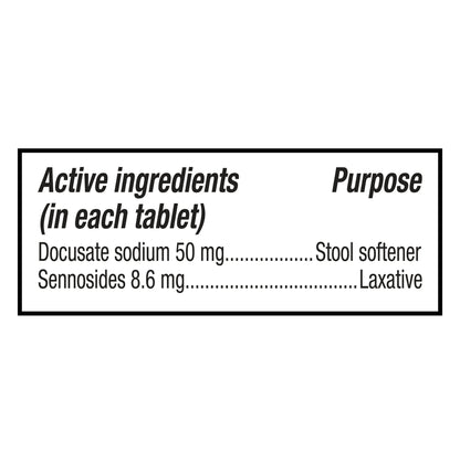 Equate Senna-S Laxative and Stool Softener Tablets for Constipation, 30 Count
