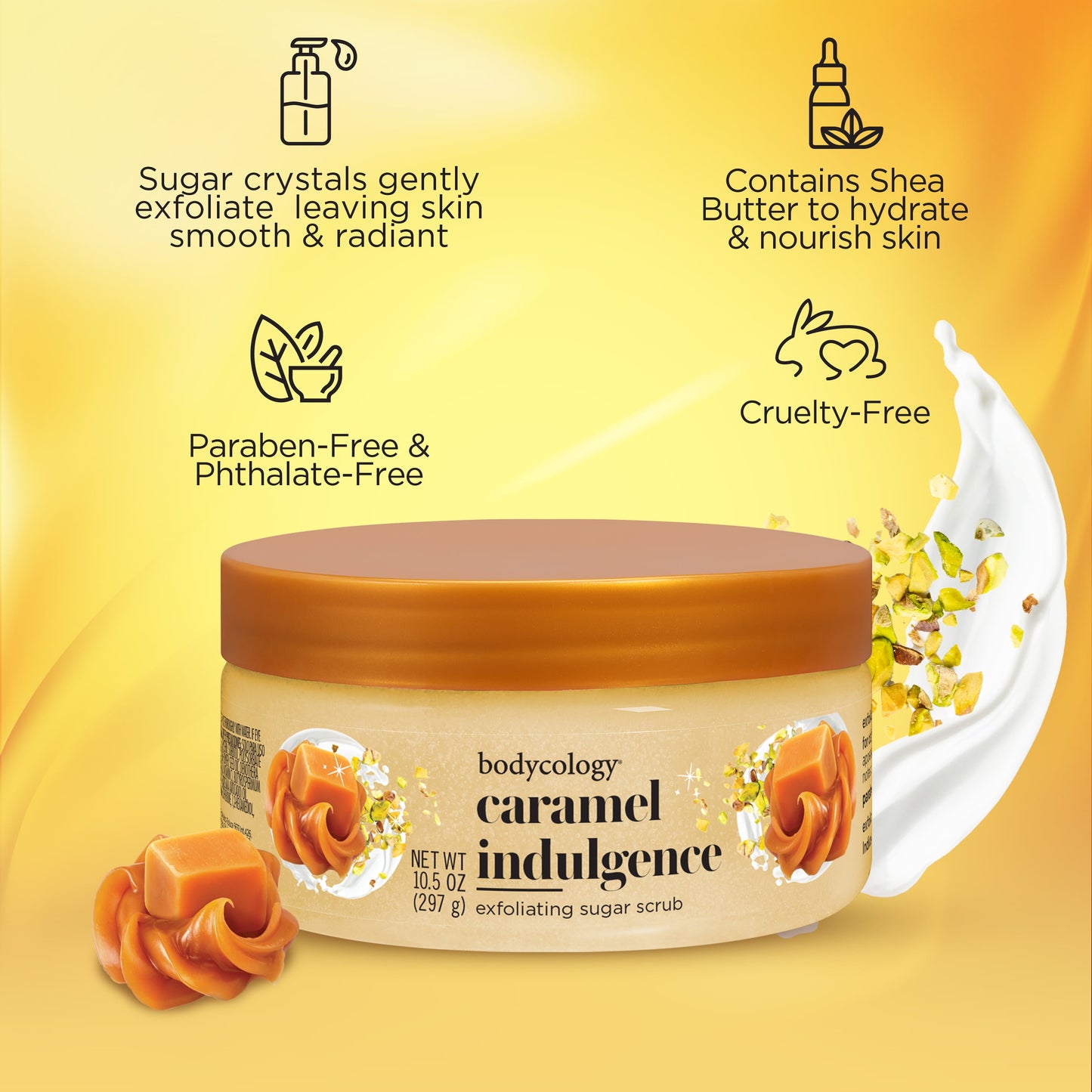 Bodycology Exfoliating Sugar Scrub – Caramel Indulgence, 10.5 oz Bodycology