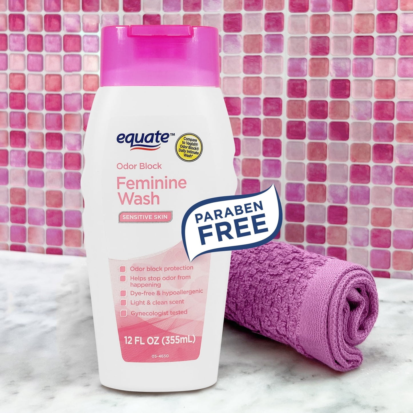 Equate Odor Block Feminine Wash for Sensitive Skin – pH-Balanced, Gentle Daily Cleanser, 12 fl oz