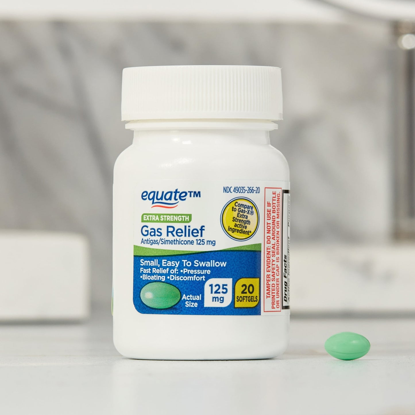Equate Extra Strength Gas Relief Simethicone 125 mg Softgels, 20 Count
