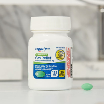 Equate Extra Strength Gas Relief Simethicone 125 mg Softgels, 20 Count