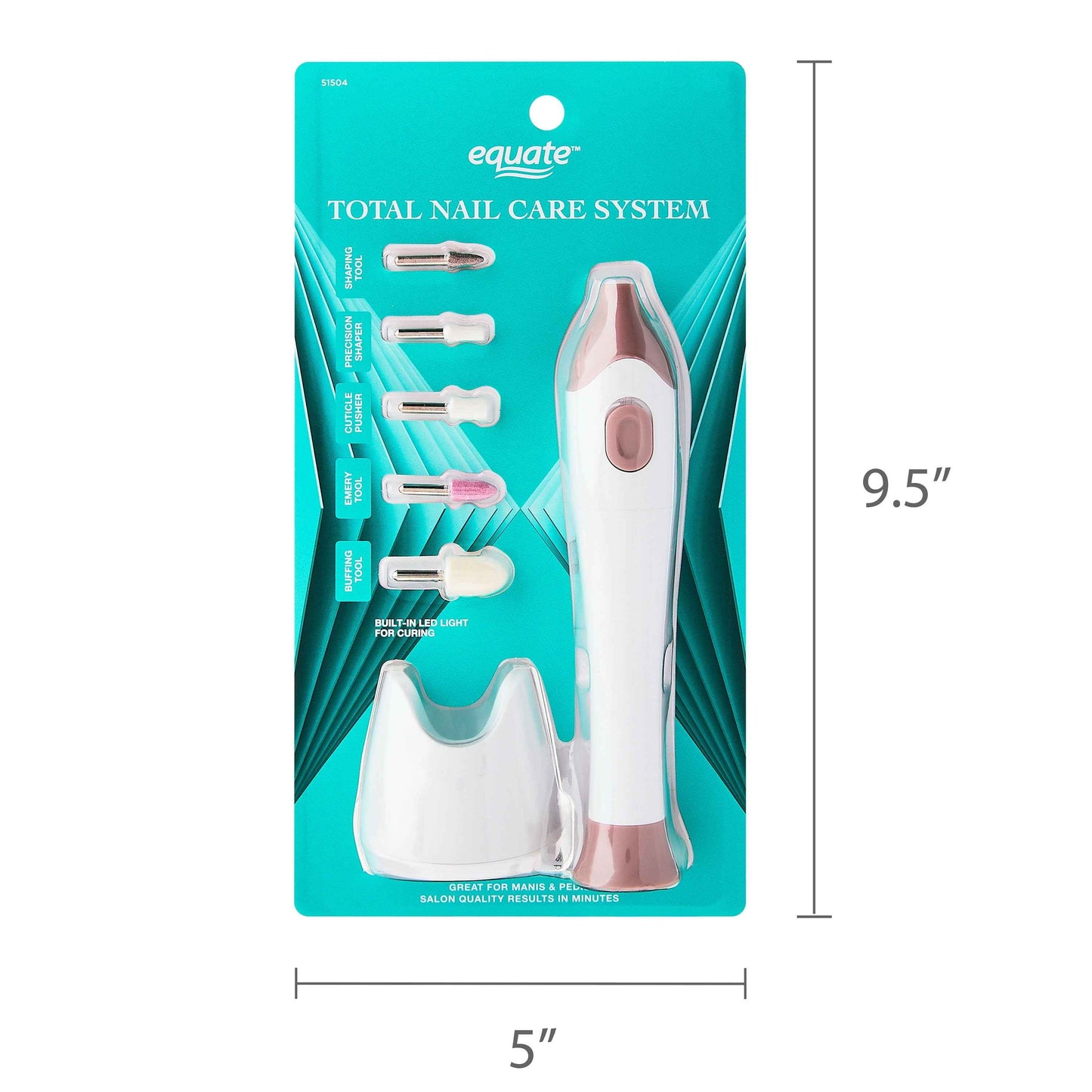 Equate Electric Total Nail Care System with 5 Attachments – Manicure & Pedicure Kit