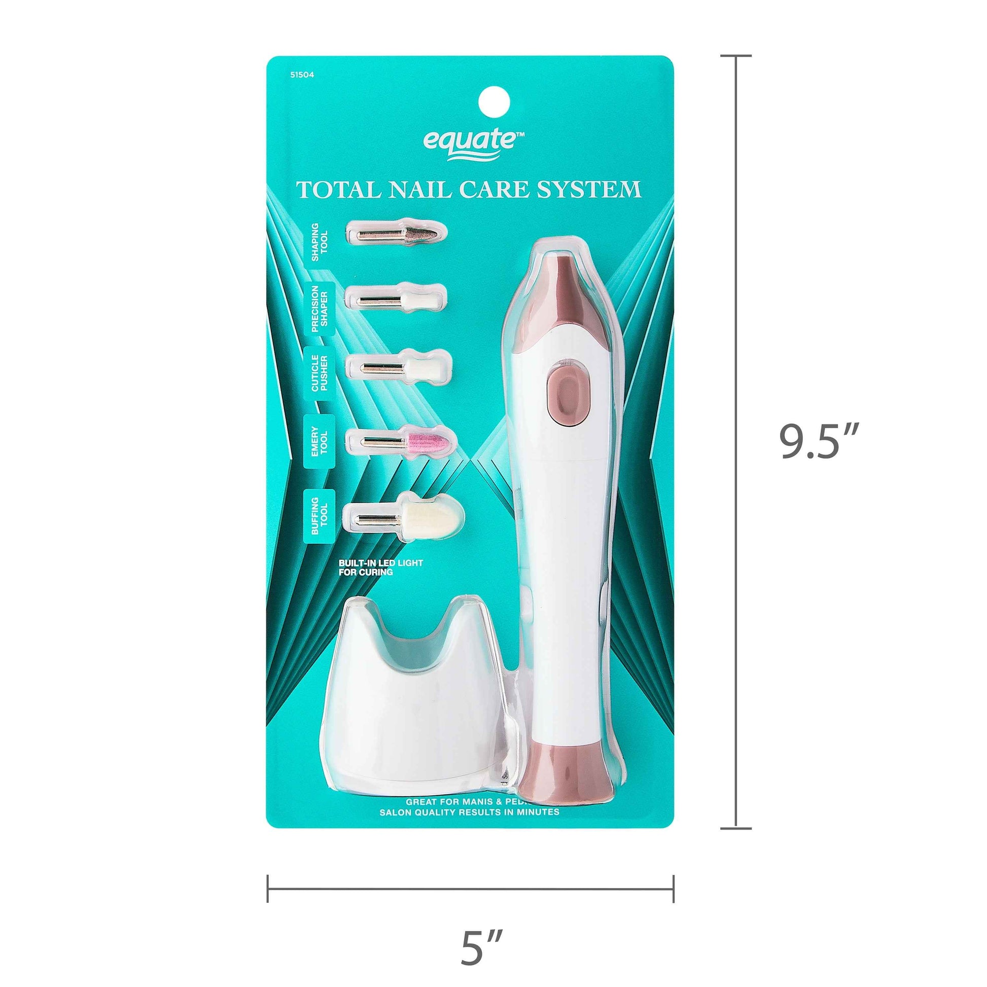 Equate Electric Total Nail Care System with 5 Attachments – Manicure & Pedicure Kit