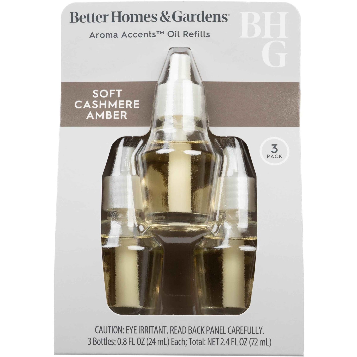BHG Aroma Accents Oil Refill, Soft Cashmere & Amber – 3-Pack, 24 mL Each