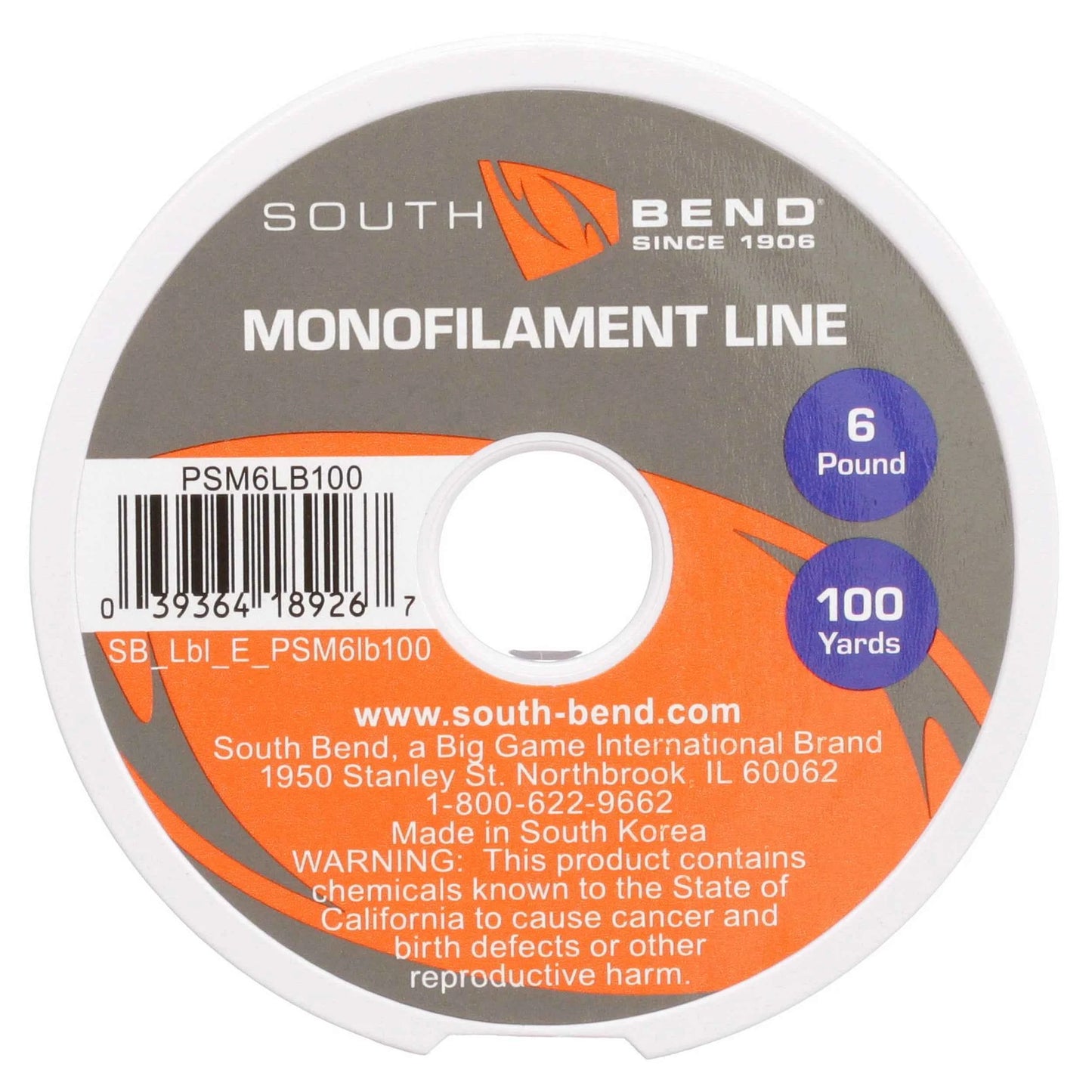 South Bend Pony Spool Monofilament Fishing Line, 100 Yards