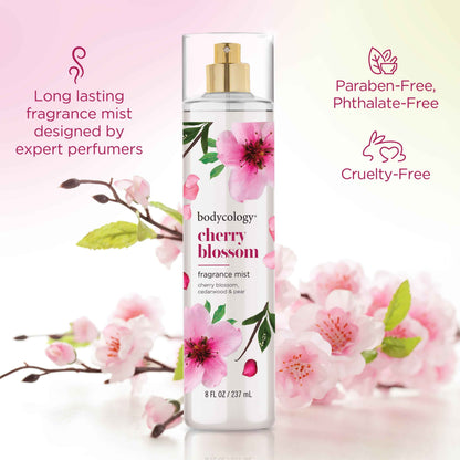 Bodycology Cherry Blossom Fragrance Body Mist – 8 fl oz | Refreshing Floral Body Spray for Women