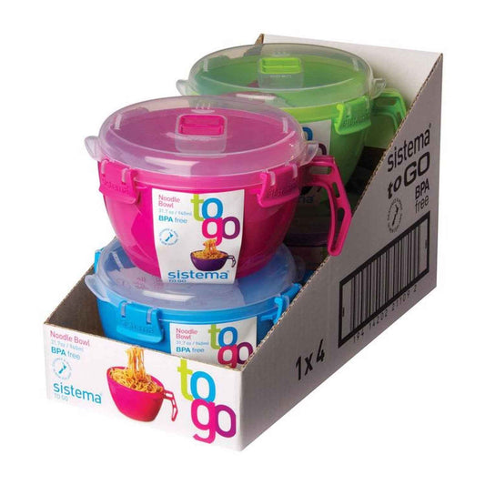 Sistema Klip It 31.7 Oz Noodle Bowl – Microwave Safe, BPA-Free, Vented Lid, Assorted Color (1 Pack)