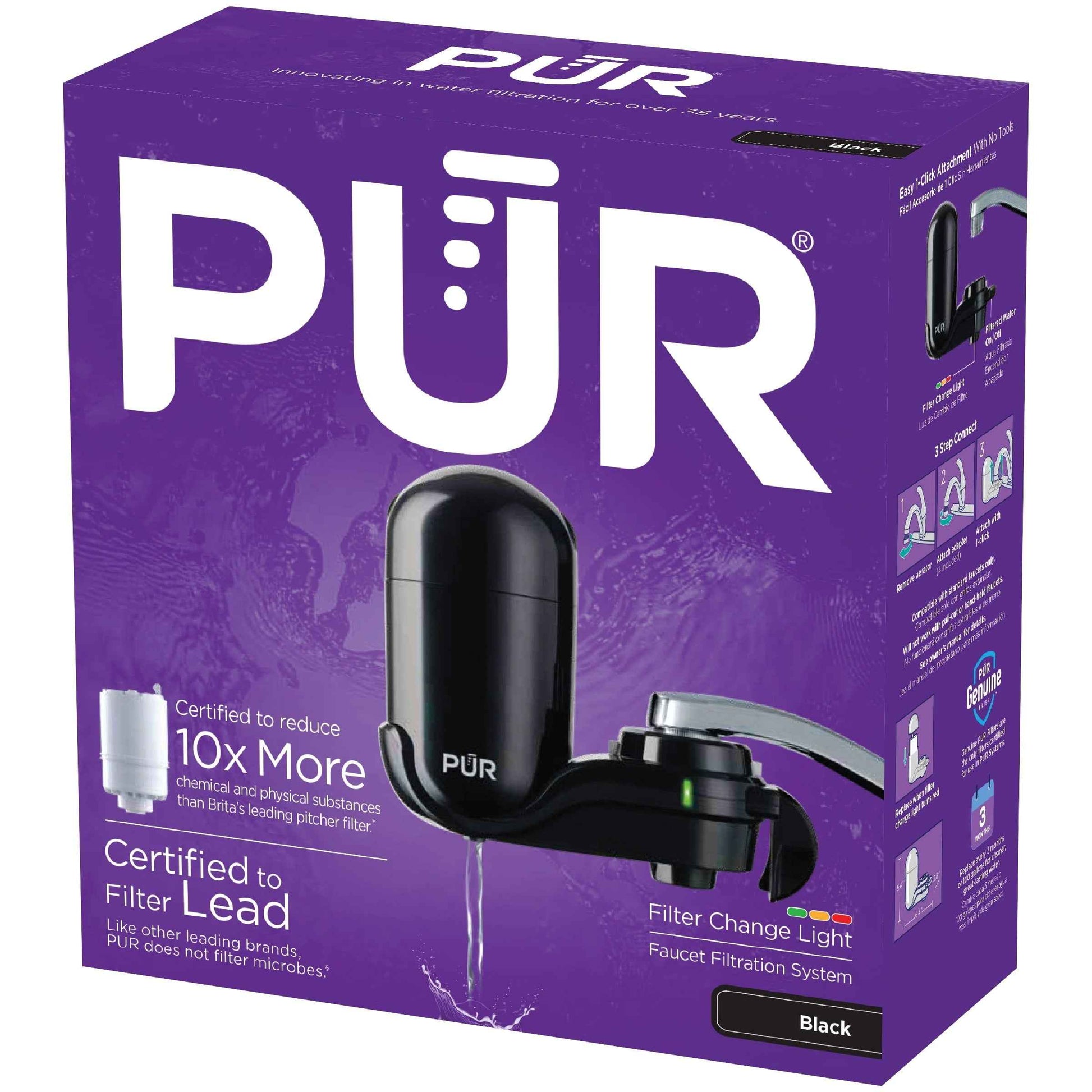 PUR FM2000B Faucet Mount Water Filtration System – Black