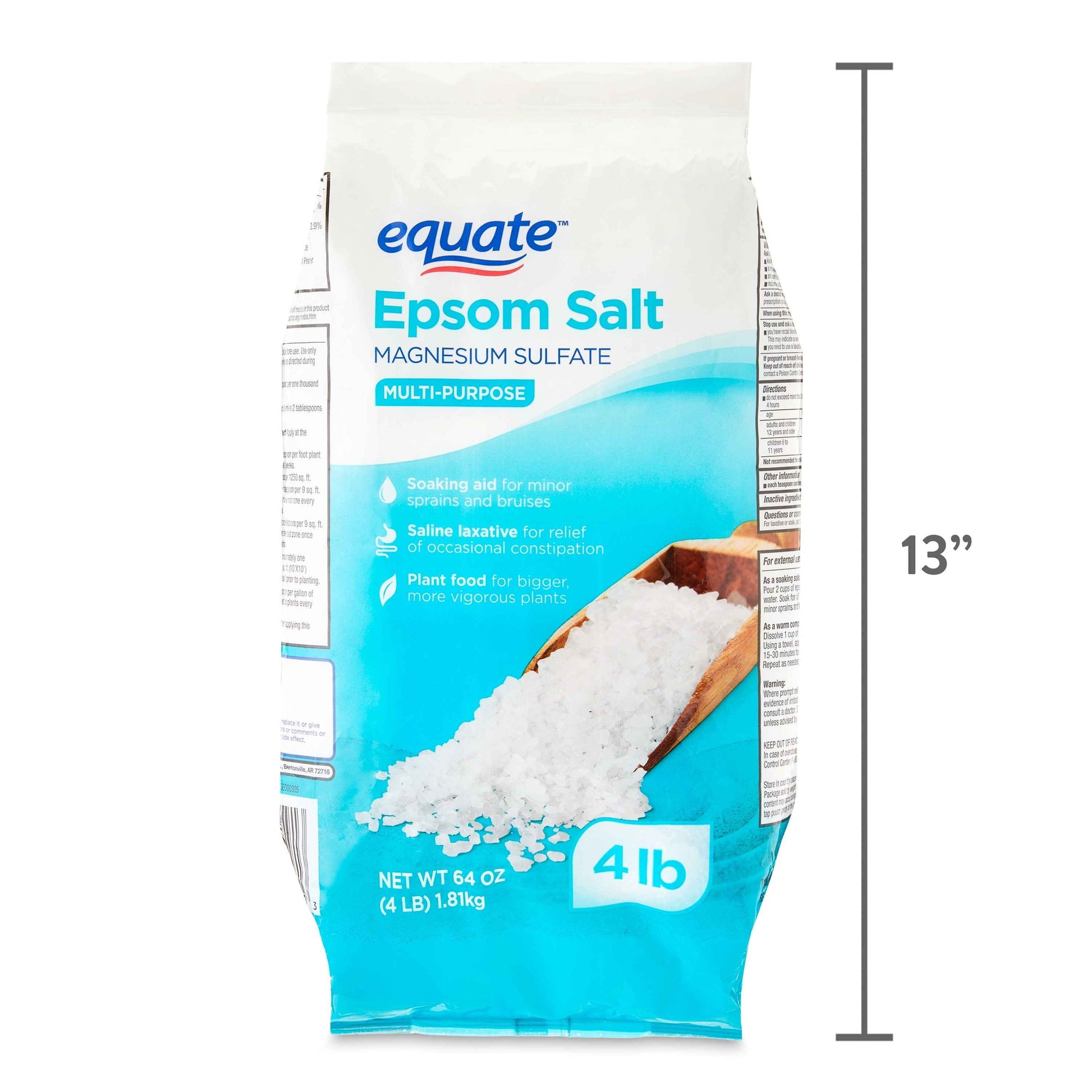 Equate Epsom Salt, Magnesium Sulfate, Unscented – 64 oz (4 lb) Soaking Aid & Muscle Relief