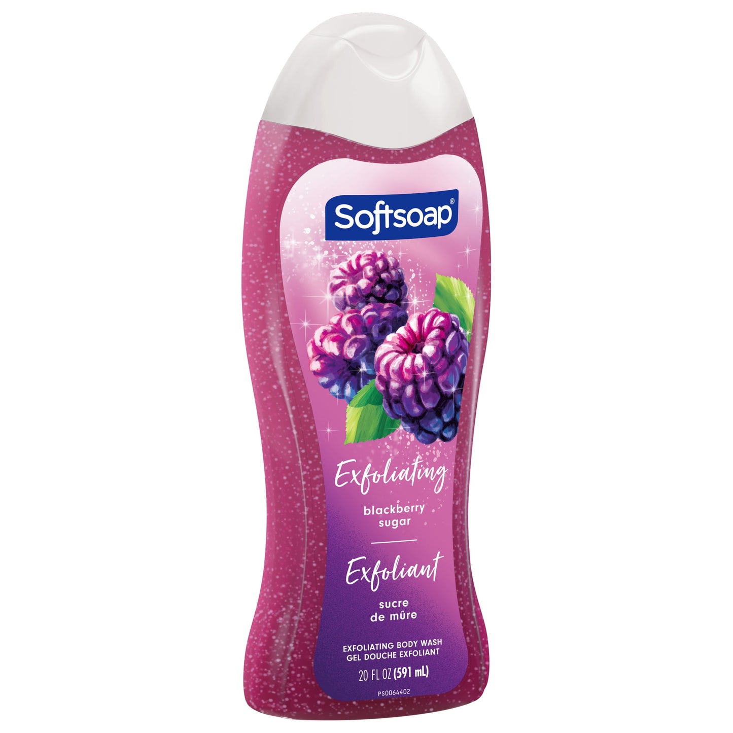 Softsoap Exfoliating Body Wash, Blackberry Sugar – Gently Cleanses & Polishes for All Skin Types – 20 fl oz Bottle