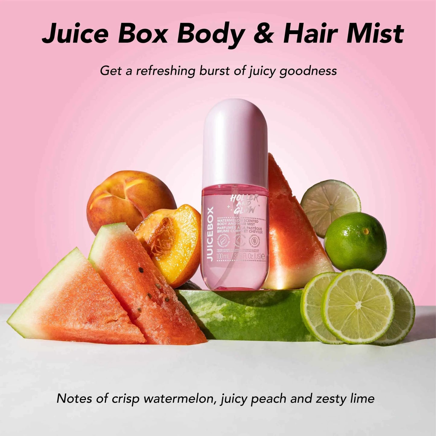 Holler and Glow Juice Box Body & Hair Mist – Fruity Scented, Water-Based | 3.38 fl oz