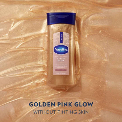 Vaseline Glazed & Glisten Shimmering Body Gel Oil, Sunlit Glow – Vanilla & Cocoa Butter, 6.8 oz