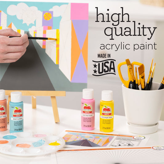 Apple Barrel 13430 Acrylic Paint Kit – 34 Piece Set with 23 Paints, 10 Brushes, Mod Podge & Video Lessons – Non-Toxic Art Supplies for Kids & Beginners