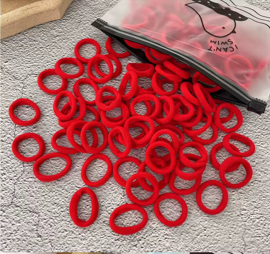 100Pcs Hair Bands for Children – Colorful Nylon Scrunchie Hair Ties, Elastic Hair Leagues for Girls