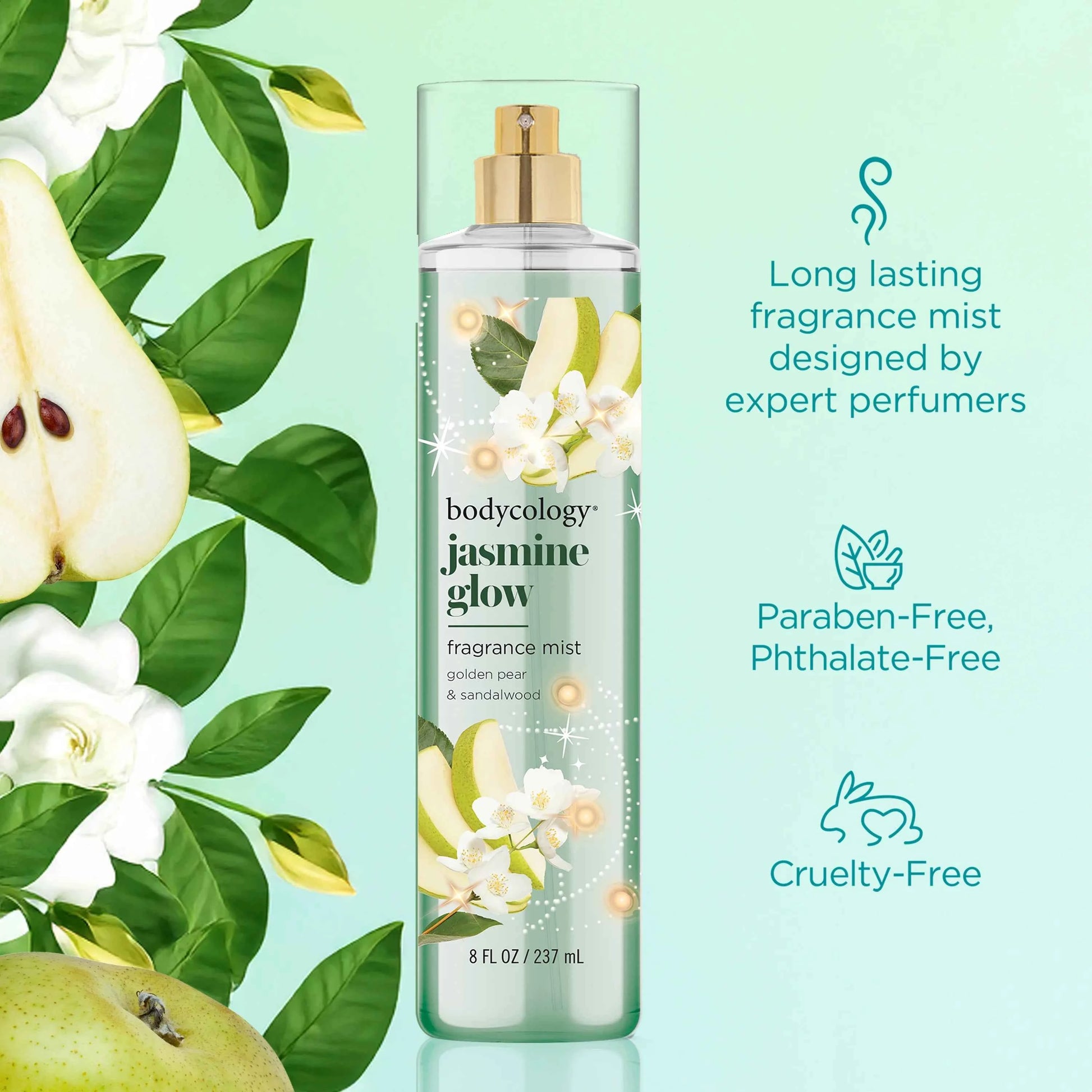 Bodycology Long-Lasting Fragrance Body Mist – Jasmine Glow, 8 fl oz