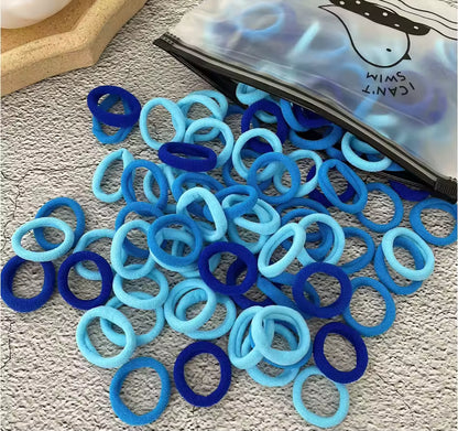 100Pcs Hair Bands for Children – Colorful Nylon Scrunchie Hair Ties, Elastic Hair Leagues for Girls
