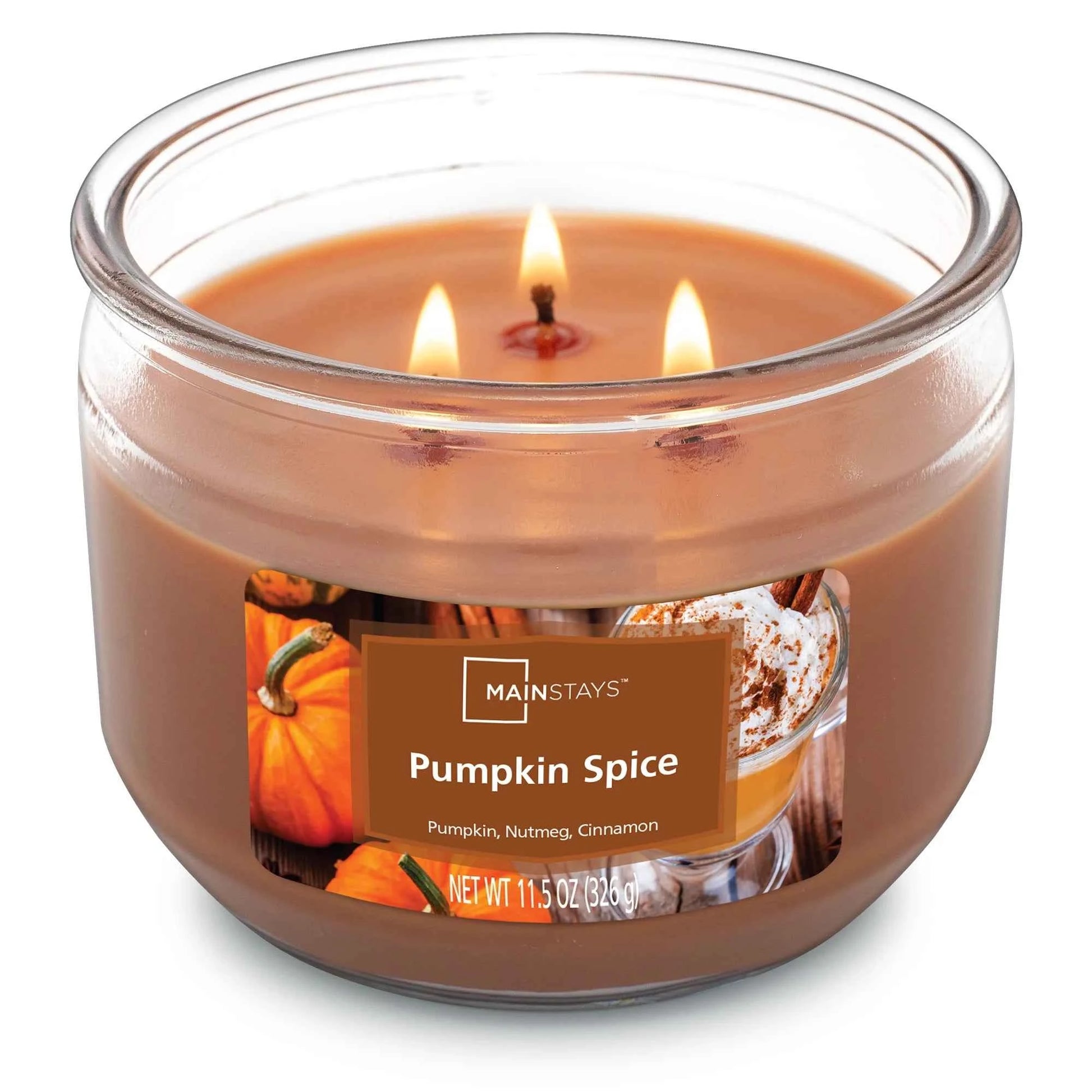 Mainstays Pumpkin Spice Scented 3-Wick Candle – 11.5 oz, Fall & Holiday Home Fragrance