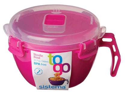 Sistema Klip It 31.7 Oz Noodle Bowl – Microwave Safe, BPA-Free, Vented Lid, Assorted Color (1 Pack)