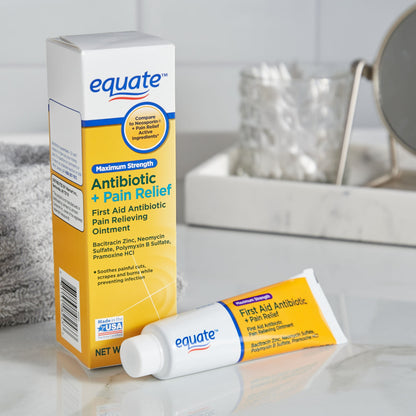 Equate Maximum Strength Antibiotic & Pain Relief First Aid Ointment – 1 oz