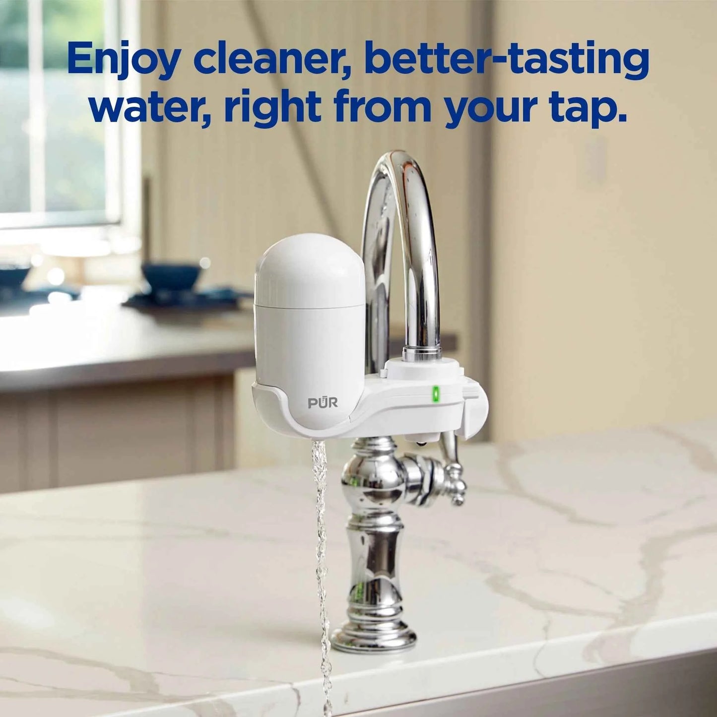 PUR FM3333B Vertical Faucet Mount Water Filtration System – White