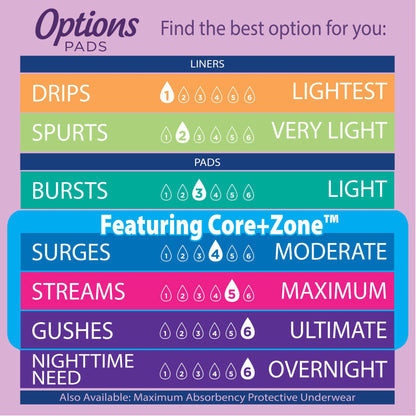 Equate Options Women's Incontinence Pads – Light Absorbency, Regular Length, 34 Count