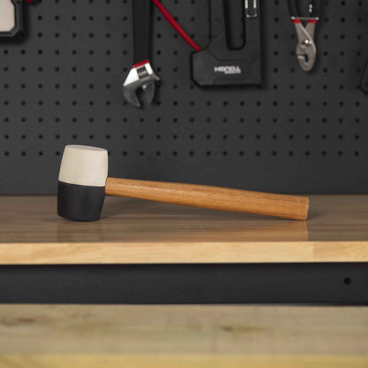 Hyper Tough 16 oz. Double Headed Rubber Mallet | Dual Non-Marring (Black & White) Face Hammer | Hardwood Handle